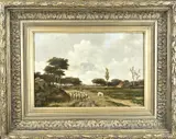 Fedor van Kregten, Landschap met herder en schapen, Olieverf op linnen