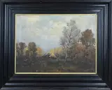 Bert Henri Bolink, Twentse boerderij in landschap, Olieverf op linnen