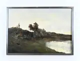 Bosrand met plasgezicht by Ronald Henry Arthur Frijling, Olieverf op linnen, sold Jul 2024
