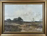 Dorus Artz, Landschap met sprokkelvrouw, Olieverf op linnen