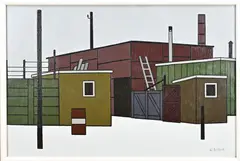 Klaas Bernink, Kolenloodsen station Zuid Enschede, Acryl op linnen