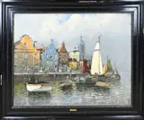 Karl Wagner, Havengezicht, Olieverf op linnen