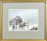 August Knip, Hollands wintergezicht, Aquarel op papier