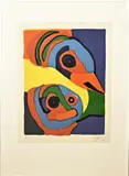 Fantasie figuren (gezichten) by Karel Appel, 1973, Litho op papier, sold Apr 2024