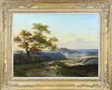 Marinus Adrianus Koekkoek, Panoramisch landschap, Olieverf op paneel