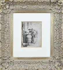 Originele ets van Rembrandt van Rijn, Beggars receiving alms at the door, Originele ets van Rembrandt van Rijn