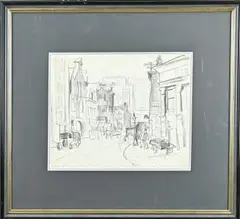 Harry Kuyten, Stadsgezicht Utrecht, Houtskool op papier