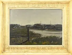 Daniel Mühlhaus, Havengezicht, Olieverf op linnen