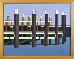 Henk Bernink, Aanlegsteiger Den Helder, Acryl op linnen