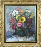 Theodorus van Oorschot, Gemberpot met bloemen, Olieverf op linnen