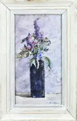 Herman Bogman Jr., Vaas met bloemen, Aquarel op papier