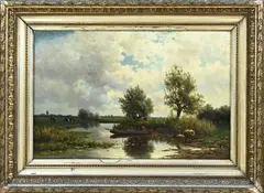 C. Moser, Poldergezicht met visser, 1875, Olieverf op linnen