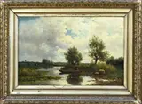 C. Moser, Poldergezicht met visser, 1875, Olieverf op linnen