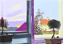 Twee werken van David Hockney, Bonsai bomen op vensterbank, 2x Offset lithografie