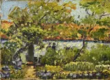 Jan Adam Zandleven, Zonnige boerderij, Olieverf op linnen