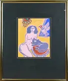 Guillaume Corneille, Naakte vrouw met kat en duif, Lithografie op papier