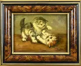 J. van Trirum, Spelende kittens, Olieverf op paneel