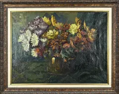 Hans Grütter, Vaas met bloemen, Olieverf op linnen