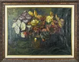 Hans Grütter, Vaas met bloemen, Olieverf op linnen