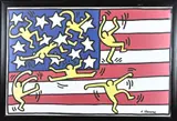 Keith Haring, Figuren USA vlag, Litho op papier