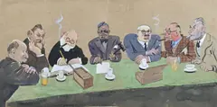 Karikatuur by Pol Dom, Gouache op papier, sold Apr 2024