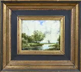 Onduid. gesig., Landschap met molen, Olieverf op paneel