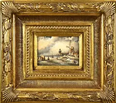 Monogram R.J., Winterlandschap, Olieverf op paneel