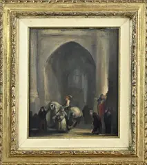Han van Meegeren, Figuren in kerk, Olieverf op linnen