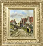 Monogram J.G.S., Vissersdorp in de duinen, Olieverf op linnen