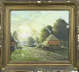 Gerard Krol, Twentse boerderij, Olieverf op paneel