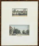 Twee antiek handingekleurde litho's, Driene + Hengelo, Twee antiek handingekleurde litho's