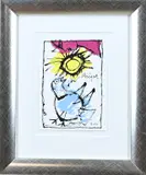 Lithografie Guilliaume Corneille, Unique (duif + zon), 1997, Lithografie Guilliaume Corneille