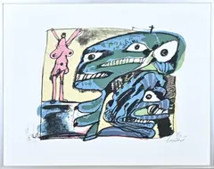 Lucebert, Fantasiefiguren, Litho op papier