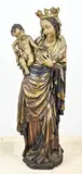 Maria met kind beeld, H 1,40 mtr., Grote 18e - 19e eeuwse terracotta Madonna met kindje Jezus