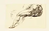 Vroege schets, Studie mannelijk lichaam, Bruine inkt op papier