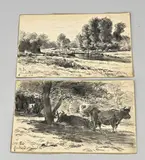 Twee schetsen van Willem Roelofs, Landschap, Twee schetsen van Willem Roelofs, 1884