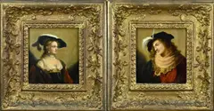 2x Ongesigneerd, 2x Portret, Olieverf op paneel