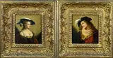 2x Ongesigneerd, 2x Portret, Olieverf op paneel