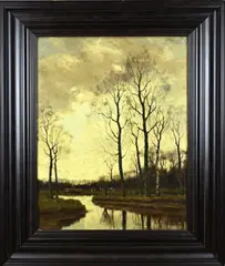 Arnold Marc Gorter, Koeien langs de Vordense beek, Olieverf op linnen