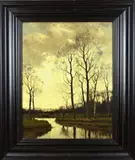 Arnold Marc Gorter, Koeien langs de Vordense beek, Olieverf op linnen