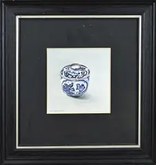 Johan Grabijn, Stilleven Chinees porselein, Aquarel op papier