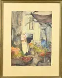 Herman Moerkerk, Fruitmarkt, Aquarel op papier