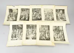 9x Ets met monogram, 1618 - 1619, Negen antieke etsen uit 1618 - 1619