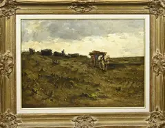 Frans Langeveld, Landwerker met paardenkar, Olieverf op linnen