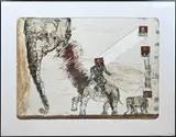 Fransisco Toledo, Figuren en olifanten, Lithografie op papier