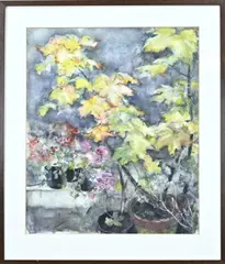 Frida Holleman, Balkon, Aquarel op papier