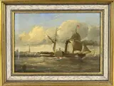 Onduidelijk gesigneerd, Stoomzeilschip Anvers, Olieverf op paneel
