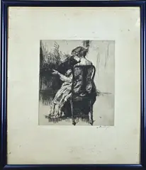 Albert Roelofs, Dame speelt gitaar, Ets op papier