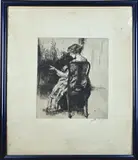 Albert Roelofs, Dame speelt gitaar, Ets op papier