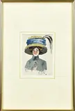 Monogram H.J.H., Portret dame met hoed, 1912, Aquarel op papier